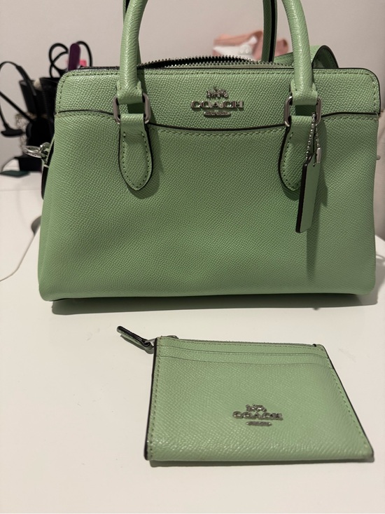 Coach Handbags - Coach Mint Green Mini Satchel with Matching Card Pouch